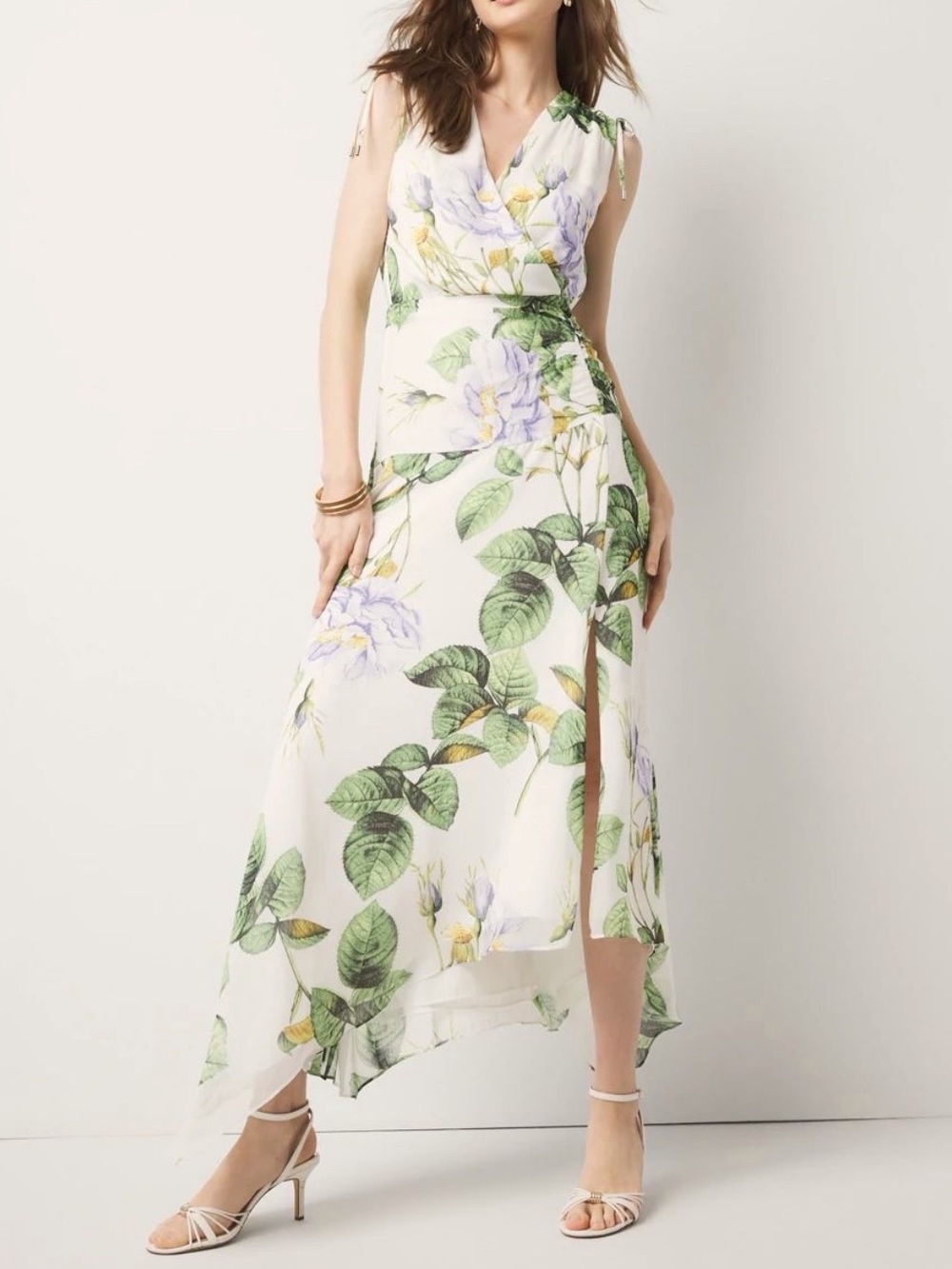 WHBM White Floral High-Low Midi DRESS Wedding Guest Bridal Shower